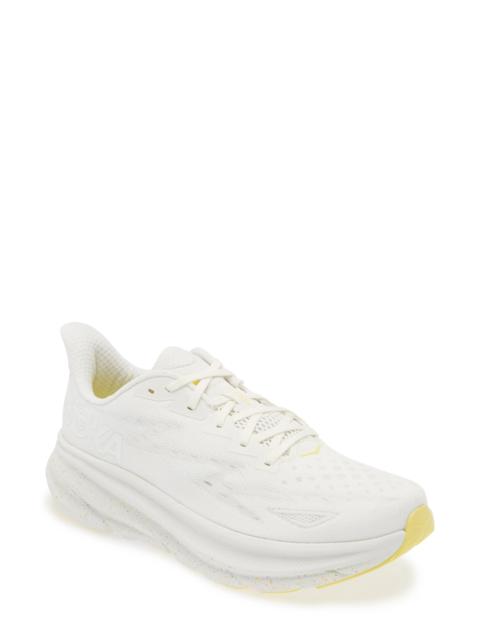 HOKA ONE ONE Clifton 9 Running Shoe in White /Lemonade