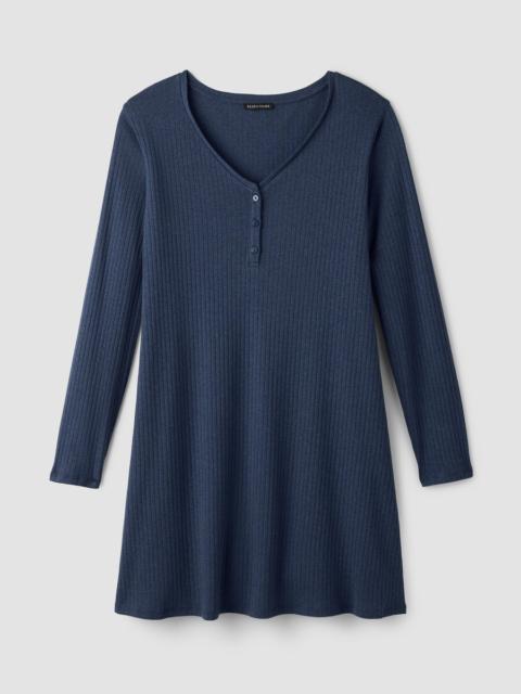 EILEEN FISHER Organic Cotton Rib V-Neck Sleep Dress