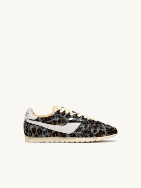 AUTRY WINDSPIN SNEAKERS IN GRAY LEOPARD AND WHITE PONY SKIN EFFECT MATERIAL
