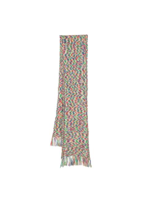 abstract-pattern crochet-knit scarf