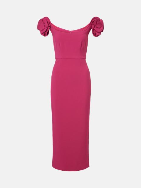 ROLAND MOURET Floral-appliqué bustier dress