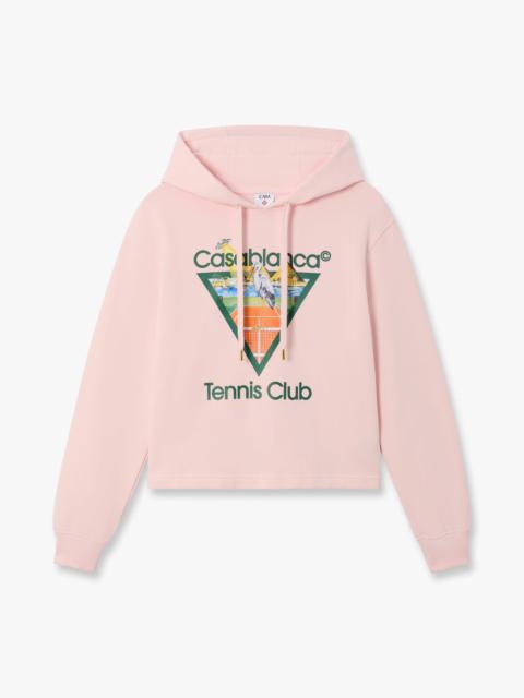 CASABLANCA Pink Tennis Club Icon Pyramid Abduction Cropped Hooded Sweatshirt | Casablanca Paris