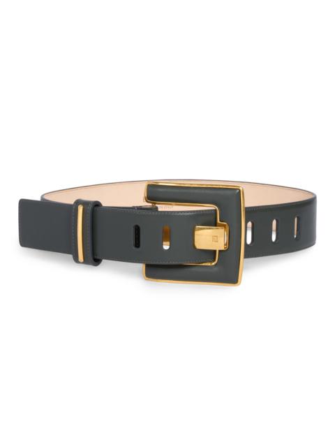 Balmain Women's Anthem Thick Leather Belt - Kaki Fonce