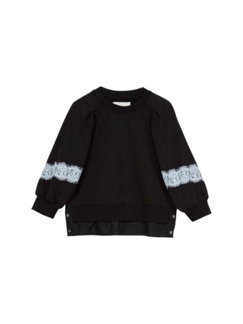 3.1 Phillip Lim lace-detail cotton sweatshirt