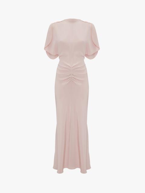 Victoria Beckham Gathered Waist Midi Dress In Blush