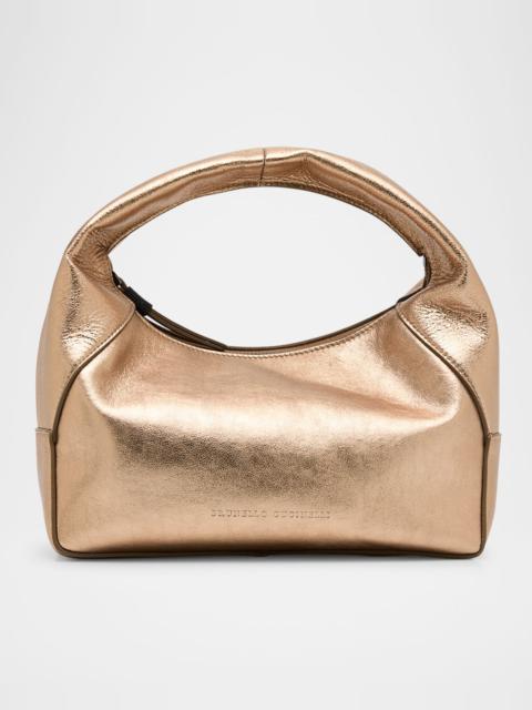 Brunello Cucinelli Metallic Leather Top-Handle Bag