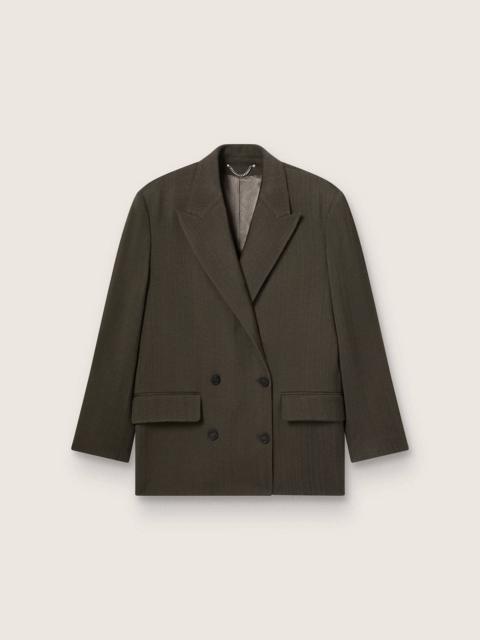 Golden Goose Women's double-breasted blazer in green viscose and wool with drawstring