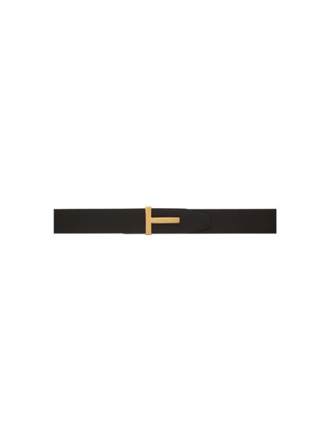 TOM FORD Black Soft Grain Leather Ridge T Belt