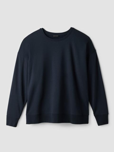 EILEEN FISHER Cozy Brushed Terry Hug Crew Neck Long Top