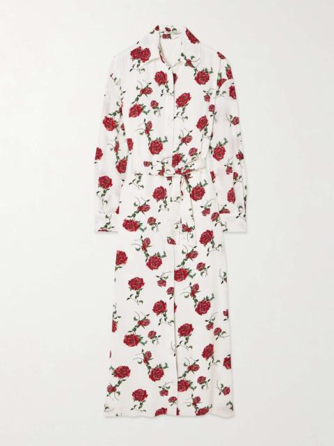 EMILIA WICKSTEAD Deirdre belted floral-print silk-crepe midi shirt dress