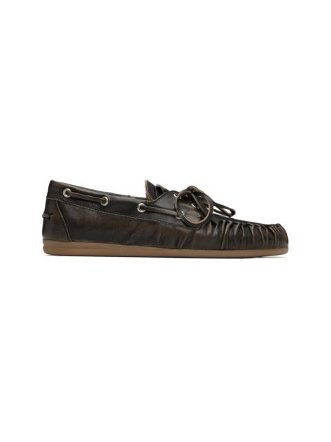ALOHAS Brown Rowan Vintage Effect Leather Boat Shoes
