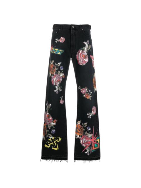 Arrows-motif floral print jeans