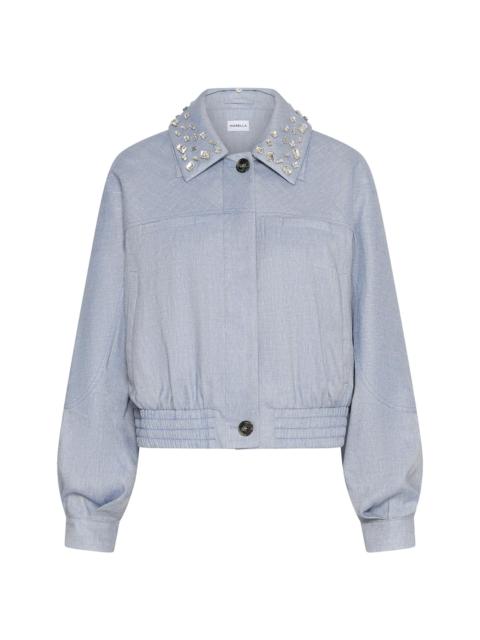 MARELLA Women's Herringbone Viscose Blend Sporty Jacket - Light Blue