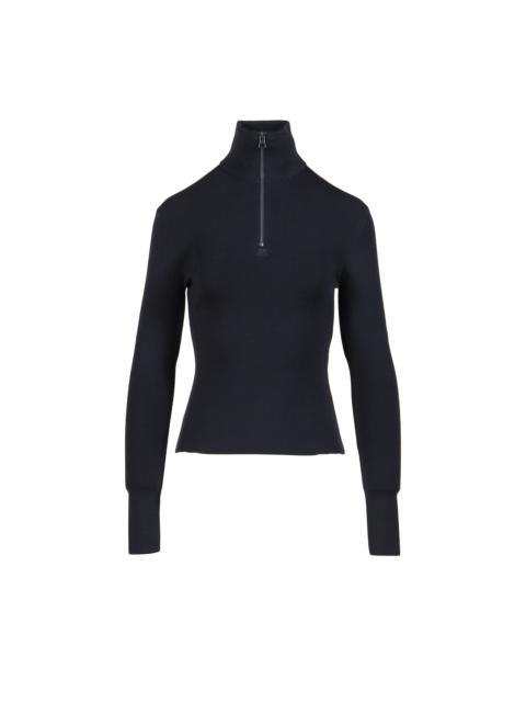 courrèges ZIPPED MOCKNECK SWEATER / NVY