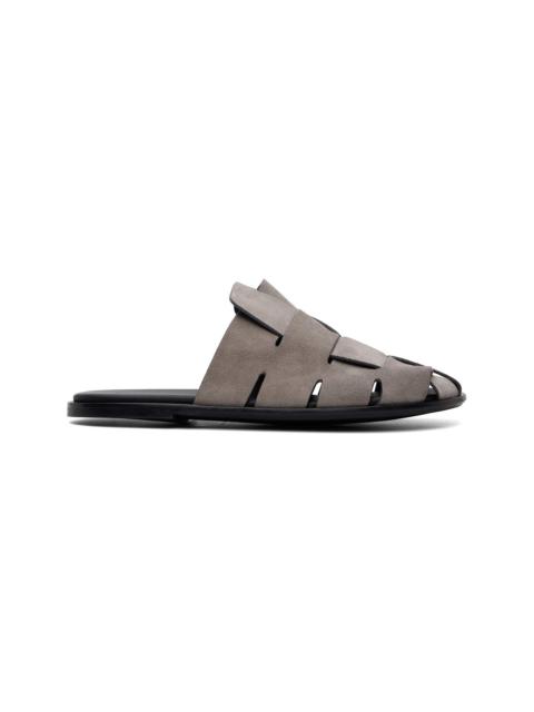 HEREU Gray Dira Slim Suede Mule Loafers