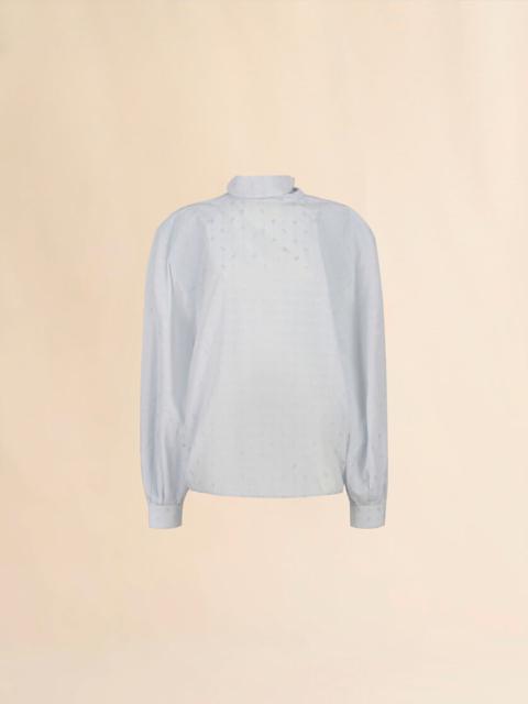 Marni BLUE VISCOSE BALLOON TOP WITH JACQUARD MOTIF