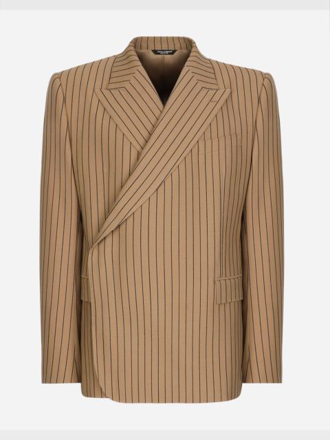 Double-breasted pinstripe Sicilia-fit jacket