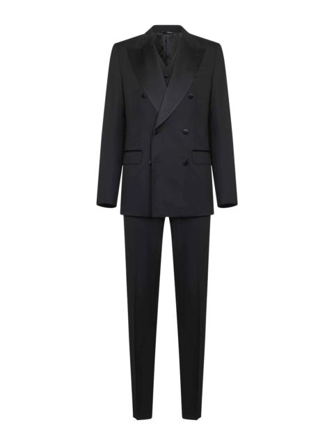 Dolce & Gabbana Black wool and silk three-piece tuxedo suit