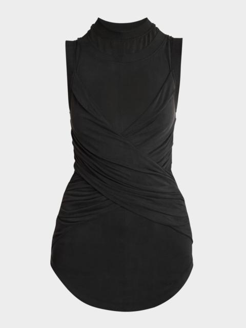 Balmain Double-Collar Twisted Tank Top