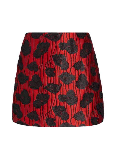 MILLY Women's Modern Poppy Jacquard Floral Miniskirt - Red Black