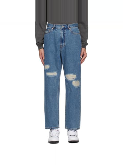UNIFORM BRIDGE Indigo Distressed Jeans