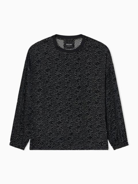 GIORGIO ARMANI CREW-NECK SHIRT IN PRINTED VISCOSE AND SILK