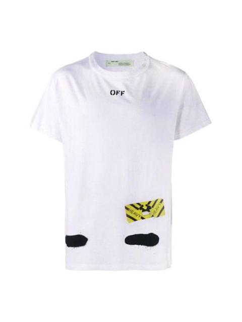 Off-White Men's Off-White C/O VIRGIL ABLOH Tiger Stripes Splash Ink Printing Short Sleeve White T-Shirt OMAA00