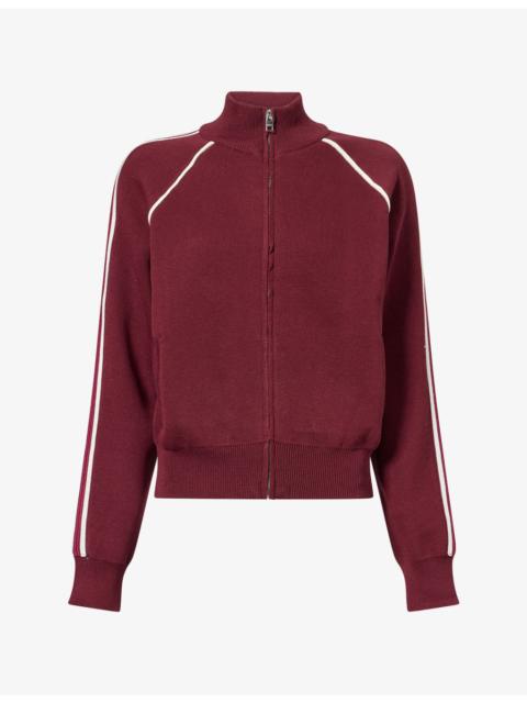 ADANOLA Stripe-Trim Knit Track Jacket