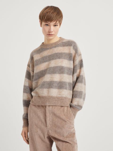 Striped mohair and wool double layer sweater