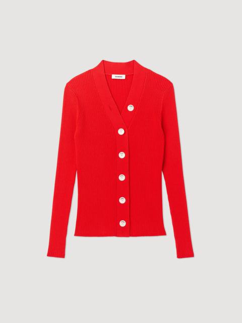 Sandro Fine ribbed knit cardigan