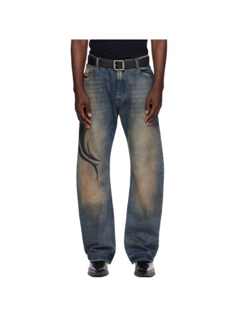 VETEMENTS Blue Graffiti O-Leg Jeans
