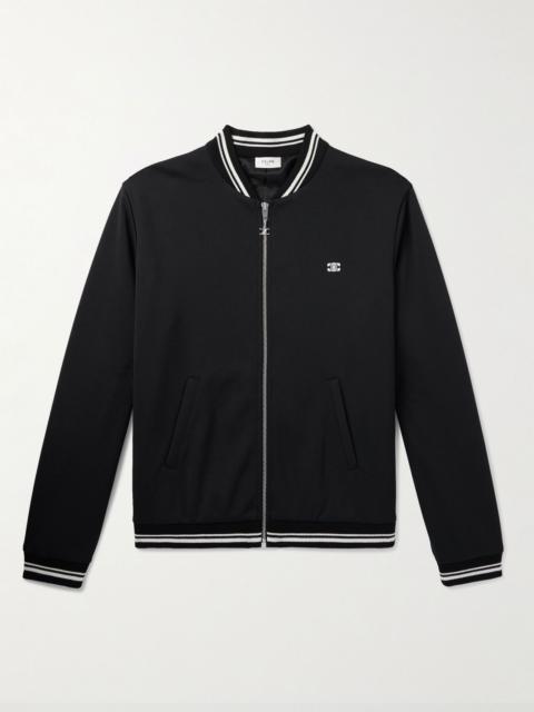 CELINE Teddy Slim-Fit Logo-Embroidered Jersey Jacket Black
