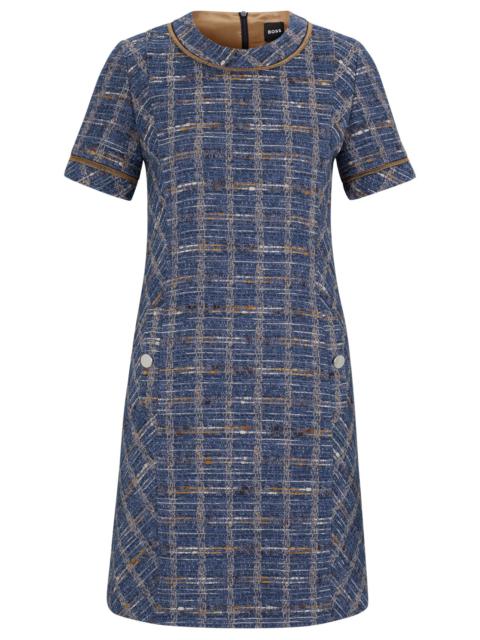 BOSS DRESS IN TWEED CHECK WITH HARDWARE BUTTONS