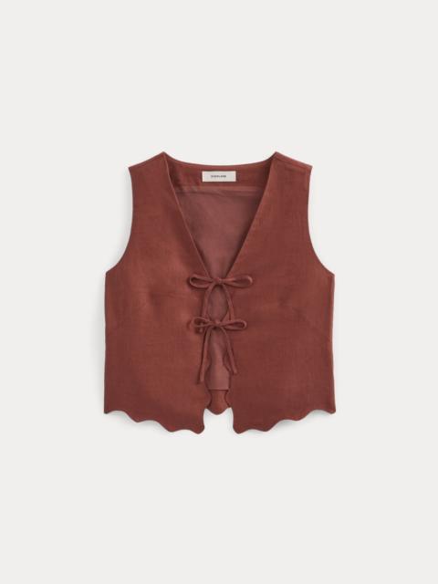EVERLANE TIE-FRONT SCALLOP TANK IN LINEN