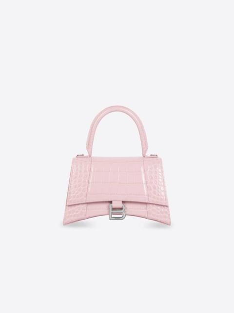Women's Hourglass Small Handbag Crocodile Embossed in Light Pink
