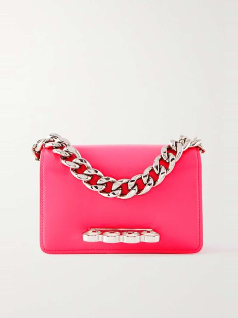 Alexander McQueen Four Ring mini embellished neon leather clutch