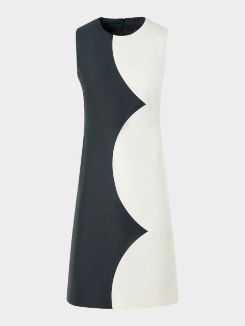 AKRIS Colorblock Silk Sleeveless Sheath Dress