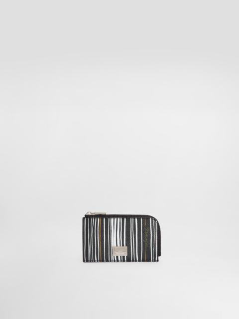 Dolce & Gabbana Stripe-print card holder in calfskin