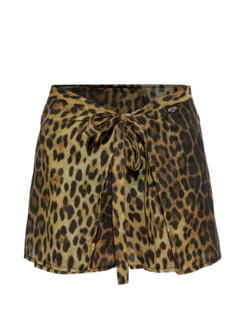 Moschino leopard-print wrap short pareo