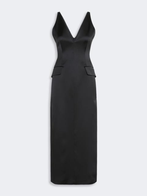 Sportmax EXTRA Long stretch satin dress - BLACK
