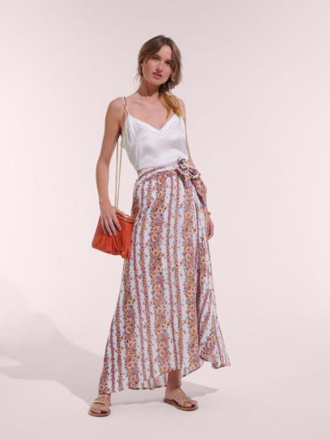 Poupette St Barth Long Skirt Bilitis - Lavender Waves Flowers