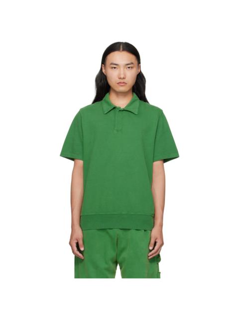 LES TIEN Green Piqué S/S Banded Tennis Polo