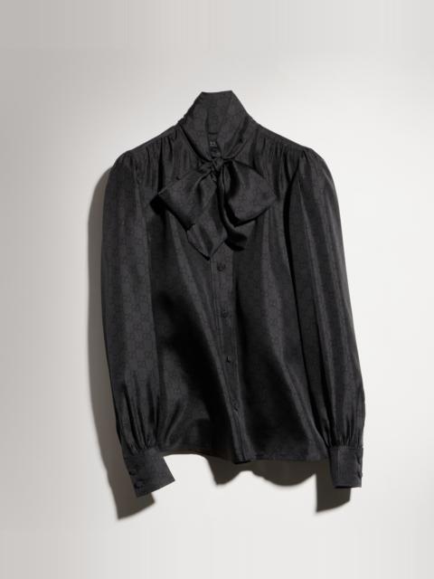 GUCCI Printed silk twill shirt with bow