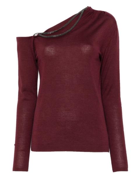 Brunello Cucinelli one-shoulder chain-embellished top