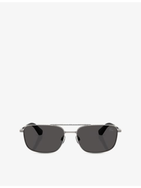 Burberry BE3170 Rectangular-Frame Metal Sunglasses