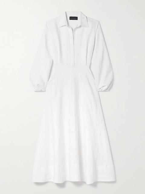 BRANDON MAXWELL The Maggie Polka-dot Jacquard Midi Shirt Dress