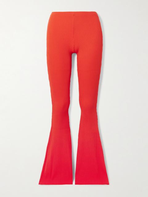 Stella McCartney Recycled Ribbed-knit Flared Pants