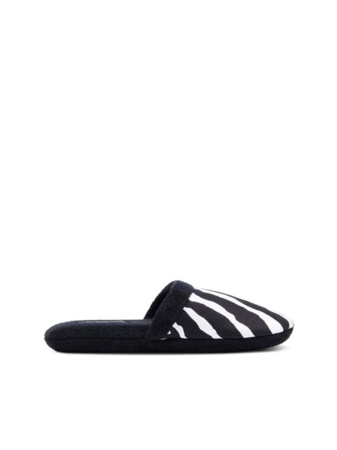 zebra-print terry-cloth slippers