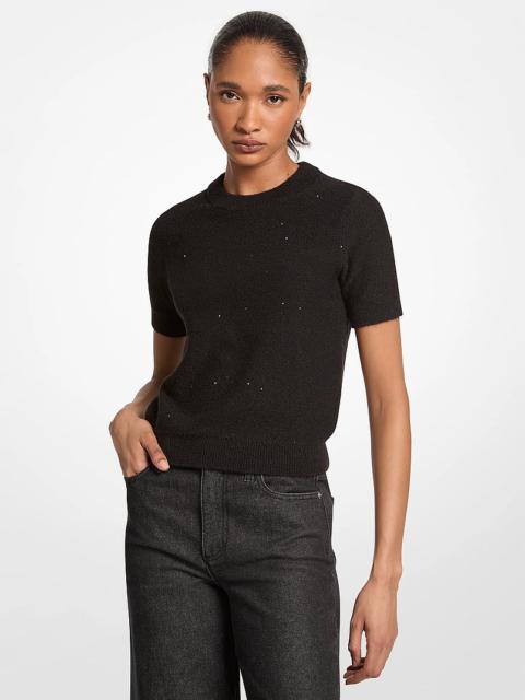 MICHAEL KORS Embellished Knit Short-Sleeve Sweater