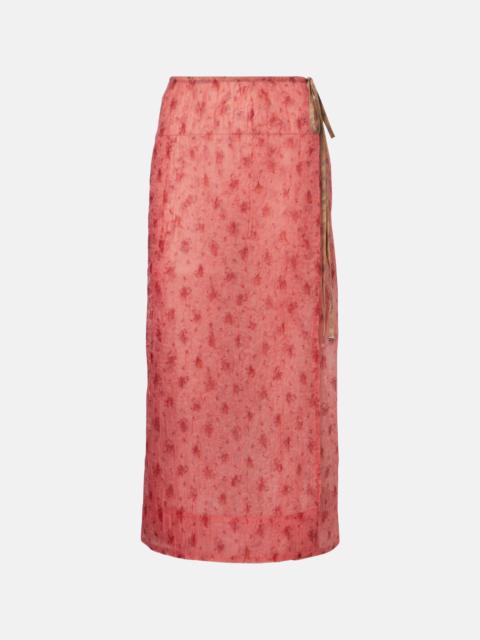 GANNI Printed organza wrap skirt